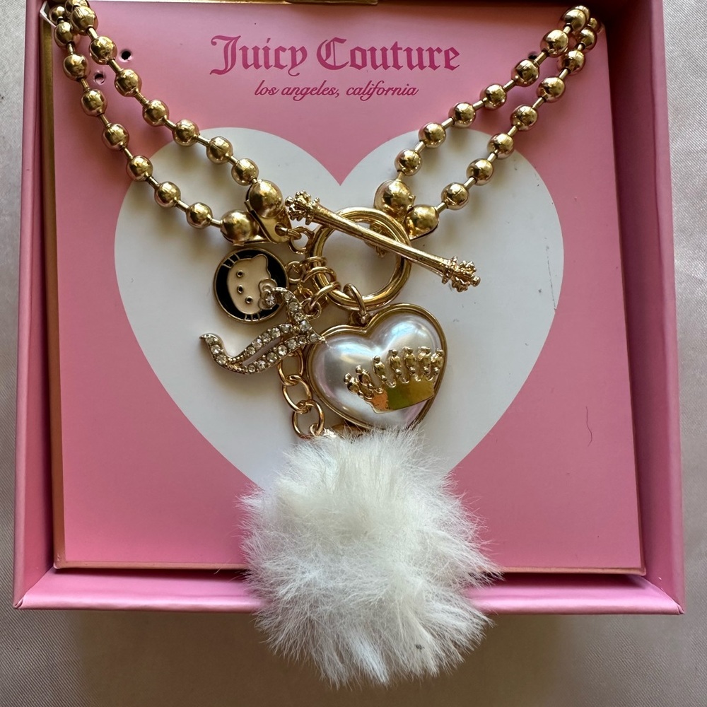 Juicy Couture Gold and Silver Heart Charm Necklace